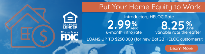 2.99% APR 6 month HELOC intro rate and 8.25% APR variable rate thereafter, click to learn more