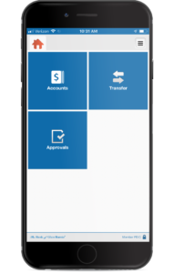 business mobile banking screen on mobile phone