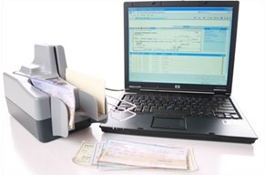 remote deposit capture with laptop and check scanner