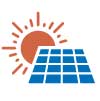 sun with solar panel icon