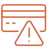 credit card icon with important information triangle icon