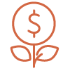 flowing blooming with dollar sign icon
