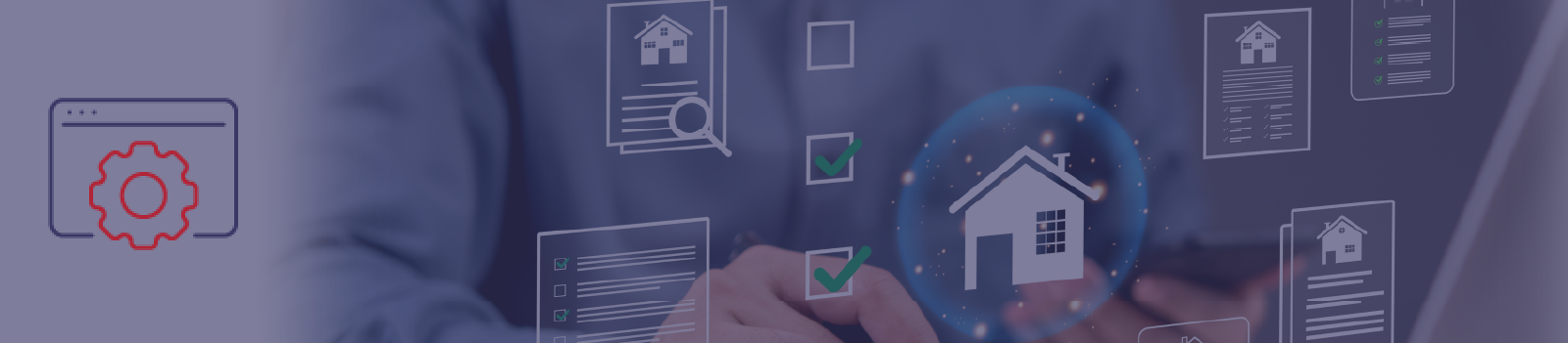 person using computer with digital mortgage tools in background