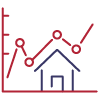 house icon with graph data points